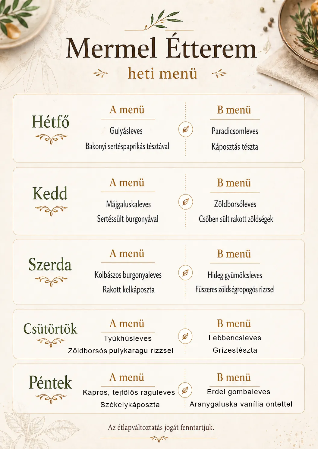 heti menü